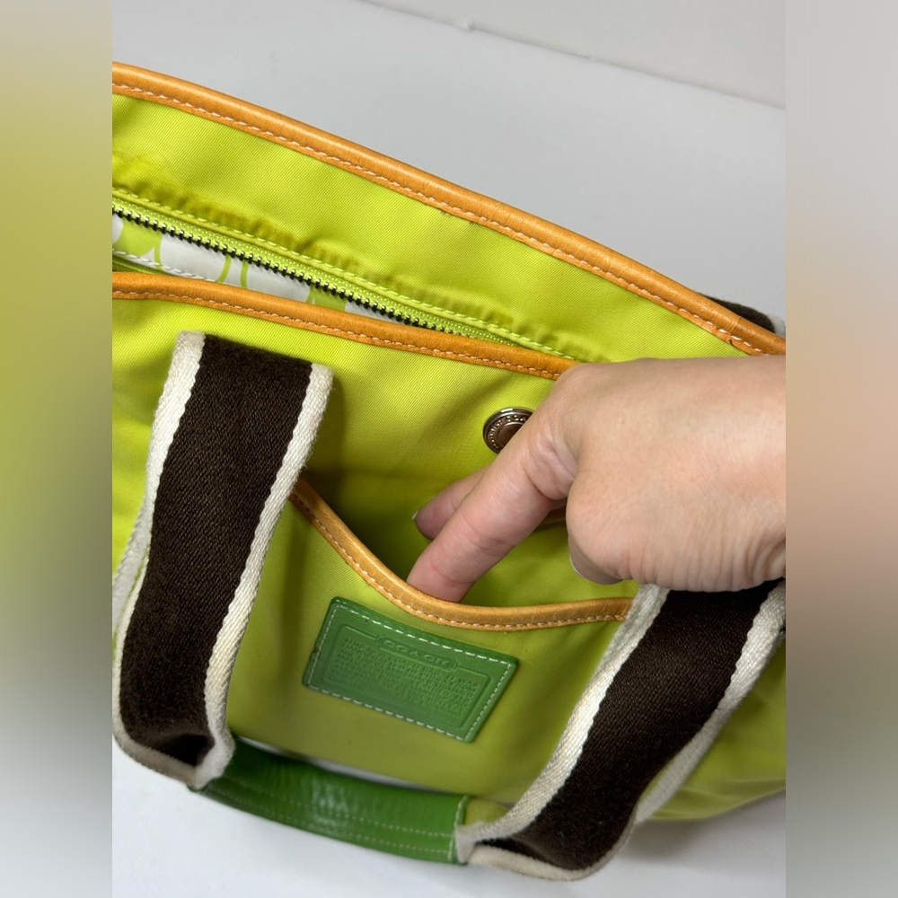 Coach Hampton Weekend IR5656 Chartreuse Nylon Shoulder Handbag Tote Bag Purse - Picture 14 of 14